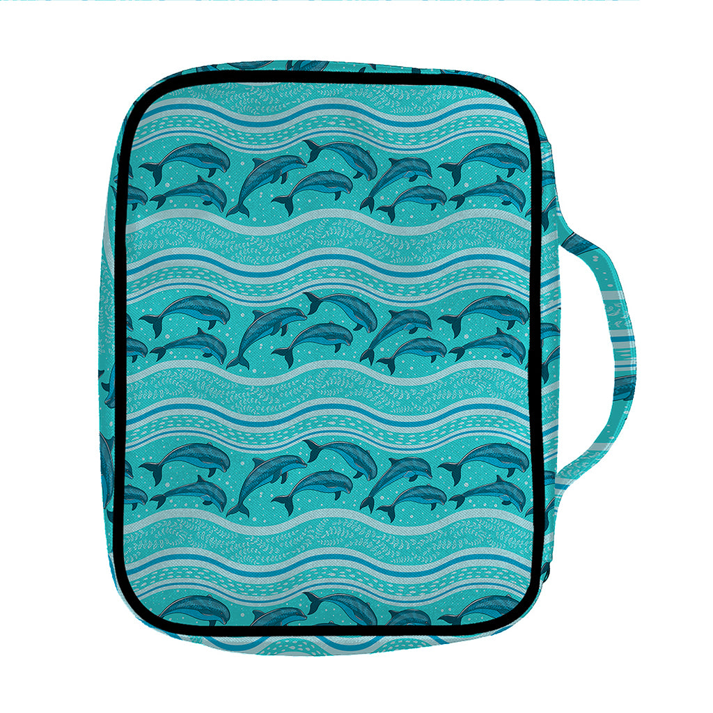 Boho Dolphin Pattern Print Front Pocket Bible Bag