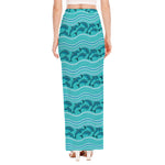 Boho Dolphin Pattern Print High Slit Maxi Skirt