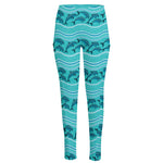Boho Dolphin Pattern Print High-Waisted Pocket Leggings