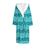 Boho Dolphin Pattern Print Hooded Bathrobe