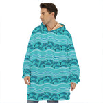 Boho Dolphin Pattern Print Hoodie Blanket