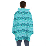 Boho Dolphin Pattern Print Hoodie Blanket
