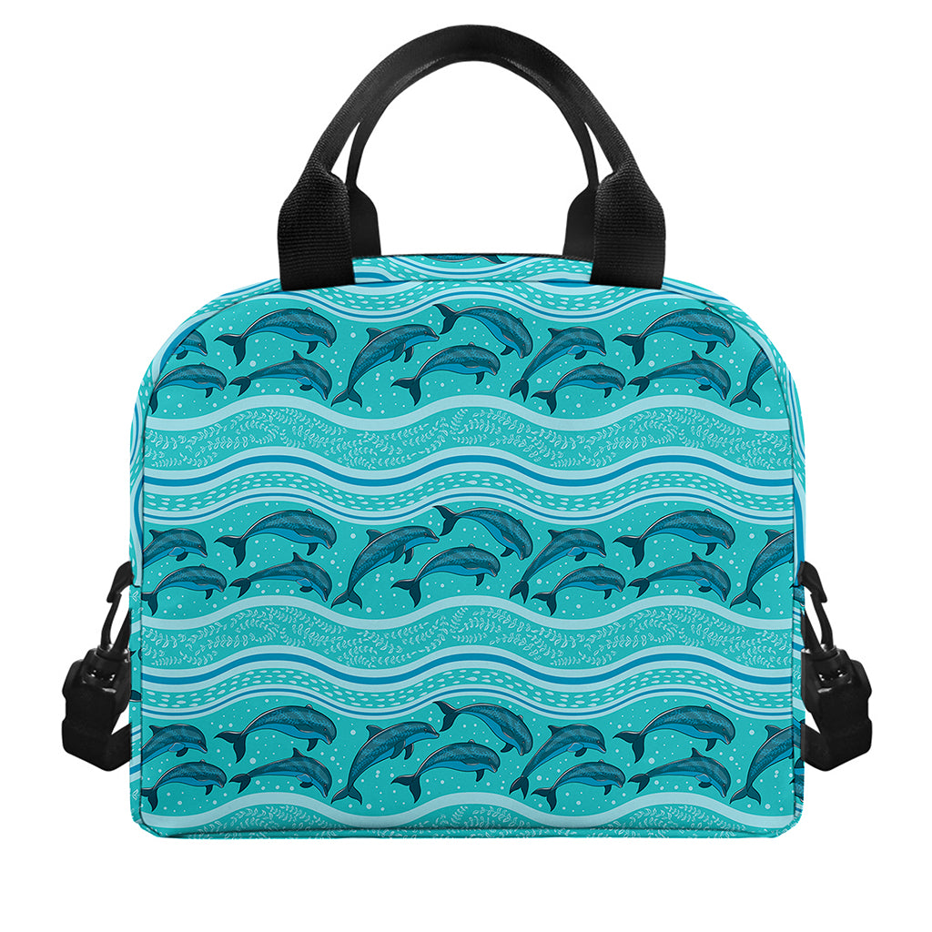 Boho Dolphin Pattern Print Insulated Lunch Bag