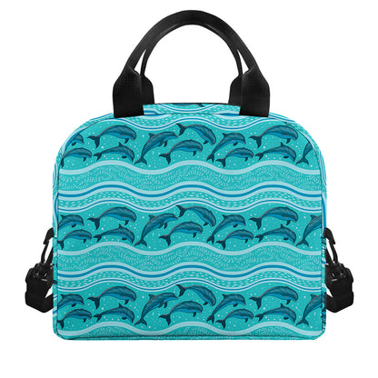 Boho Dolphin Pattern Print Insulated Lunch Bag