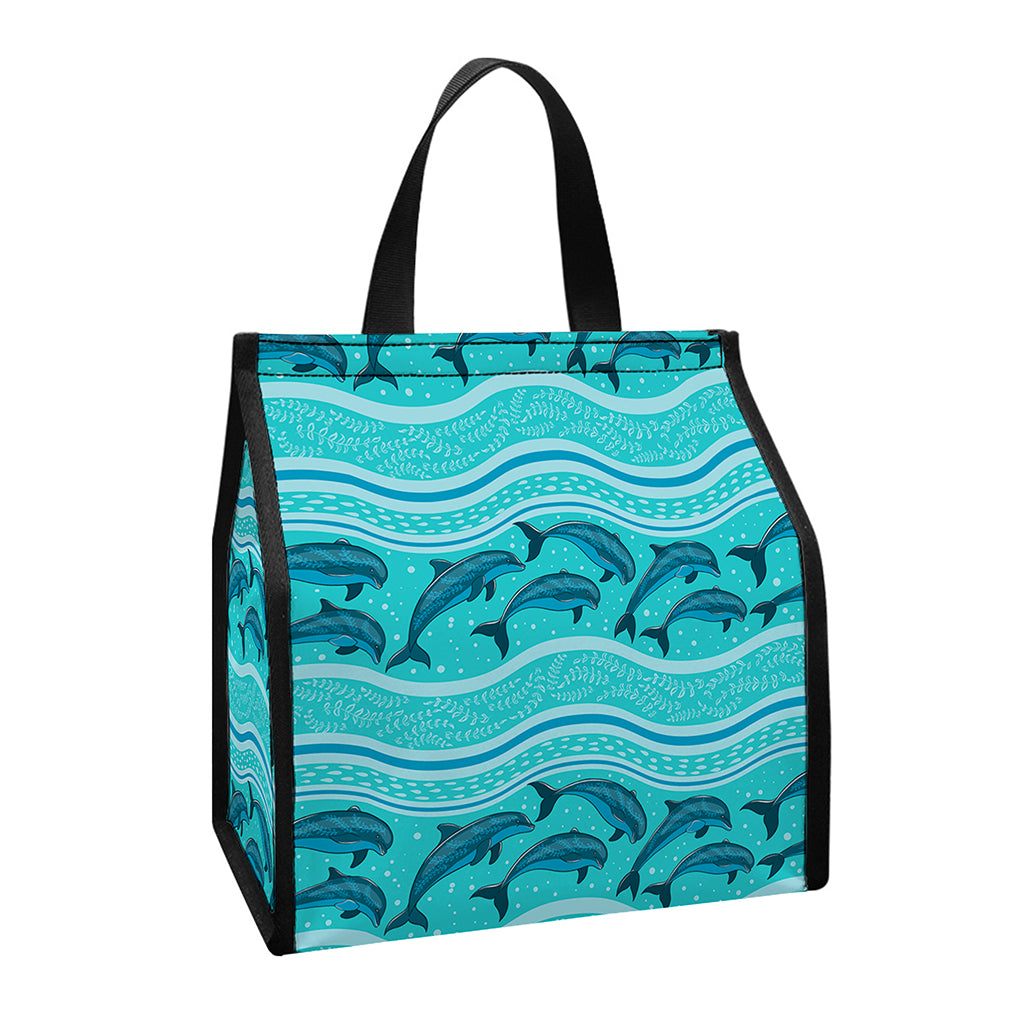 Boho Dolphin Pattern Print Insulated Lunch Tote