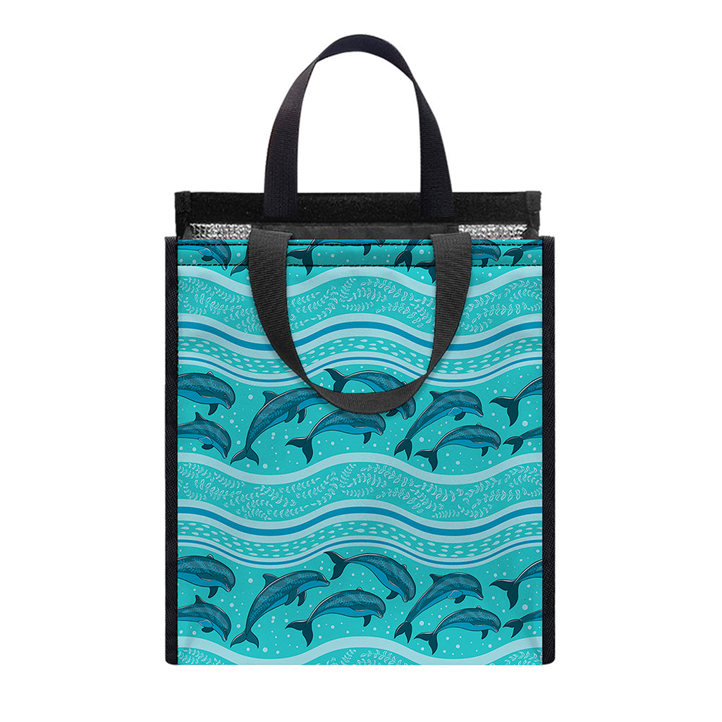 Boho Dolphin Pattern Print Insulated Lunch Tote