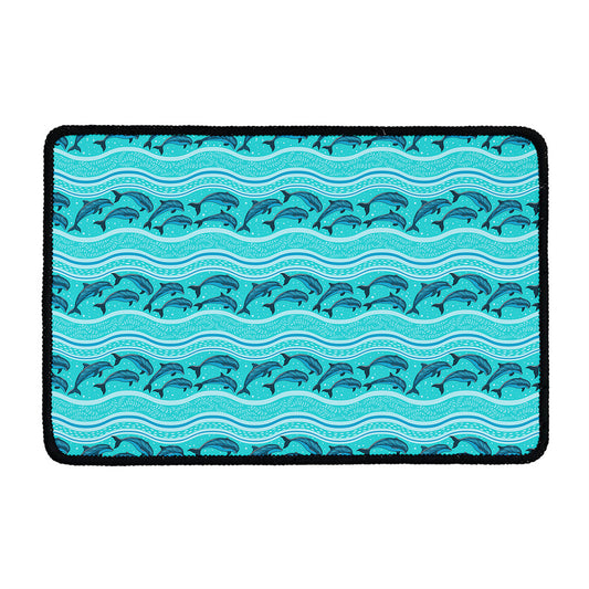 Boho Dolphin Pattern Print Kitchen Mat