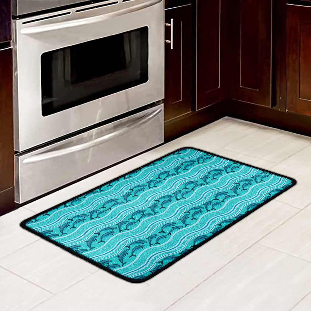 Boho Dolphin Pattern Print Kitchen Mat