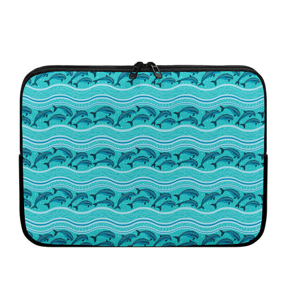 Boho Dolphin Pattern Print Laptop Sleeve