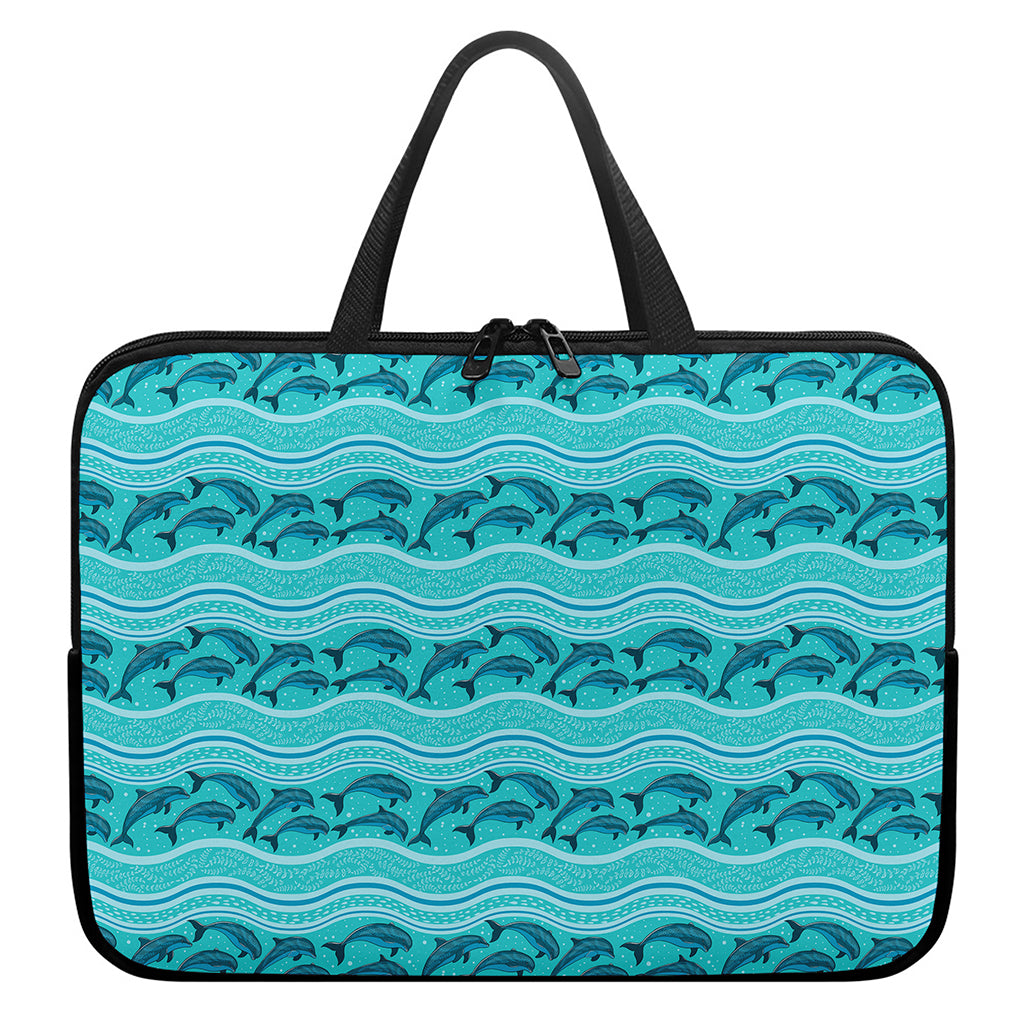 Boho Dolphin Pattern Print Laptop Sleeve With Handle