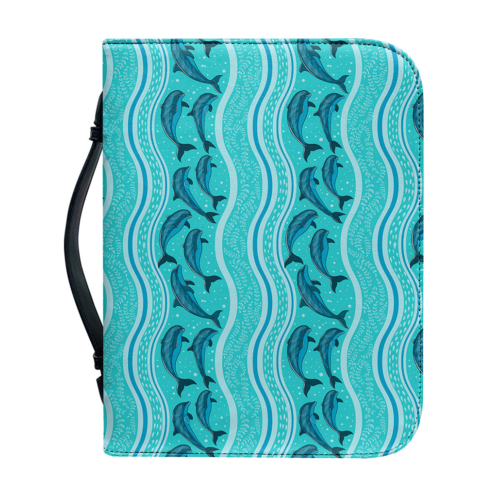 Boho Dolphin Pattern Print Leather Bible Cover