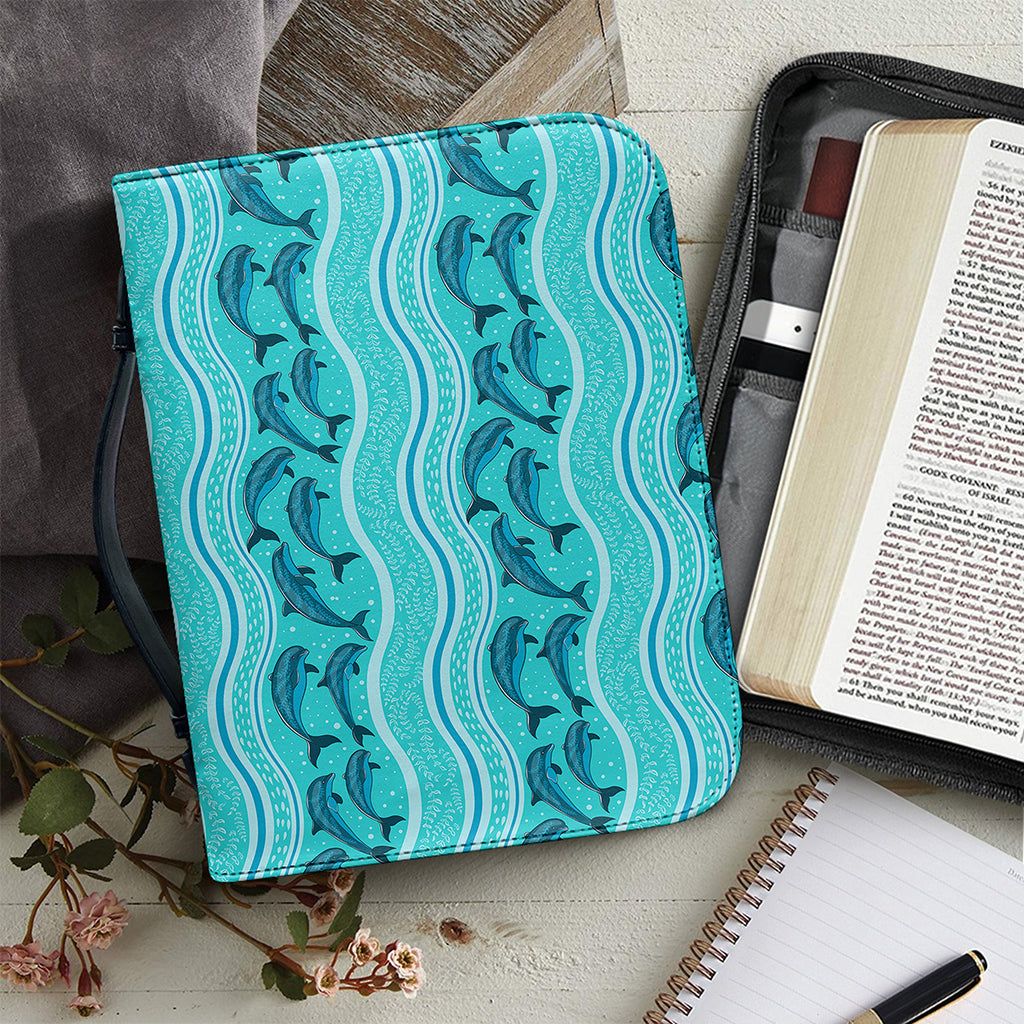Boho Dolphin Pattern Print Leather Bible Cover