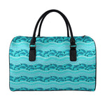 Boho Dolphin Pattern Print Leather Duffle Bag