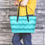 Boho Dolphin Pattern Print Leather Tote Bag