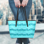 Boho Dolphin Pattern Print Leather Tote Bag