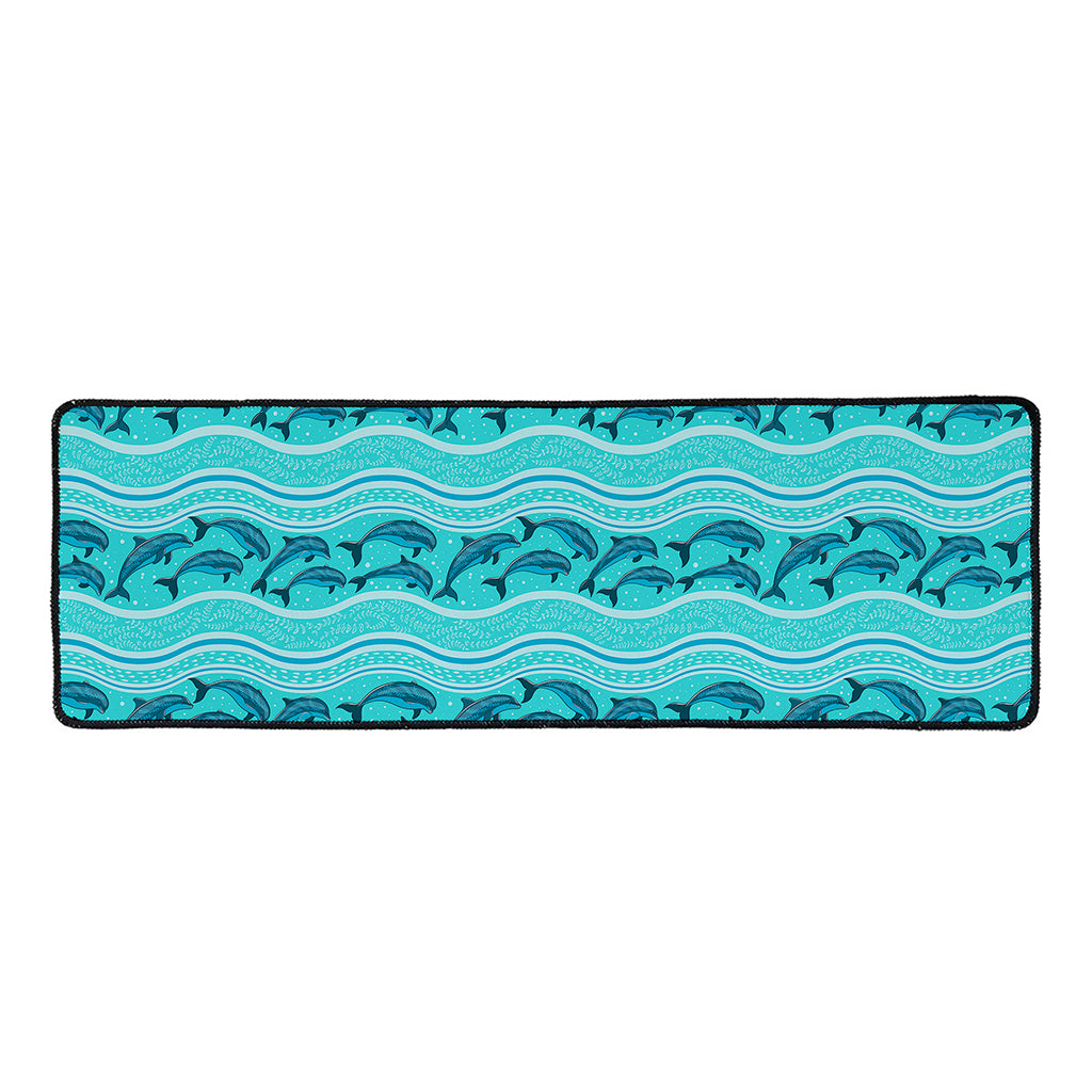 Boho Dolphin Pattern Print Long Kitchen Mat