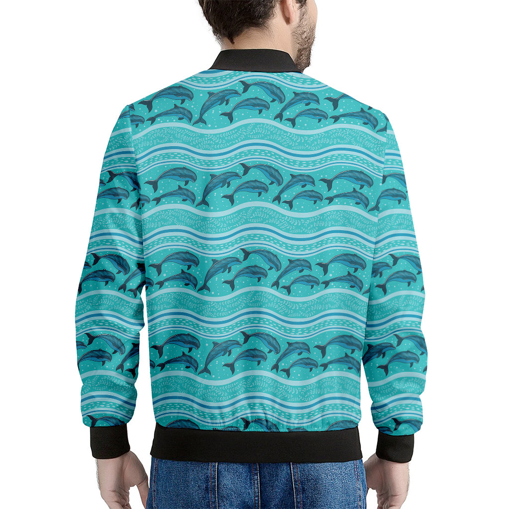 Boho Dolphin Pattern Print Men's Bomber Jacket