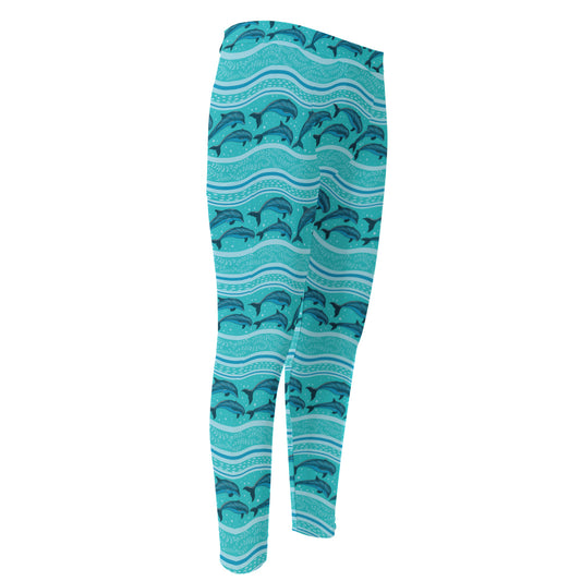 Boho Dolphin Pattern Print Men's Compression Pants