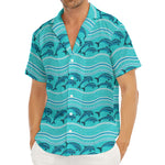Boho Dolphin Pattern Print Men's Deep V-Neck Shirt