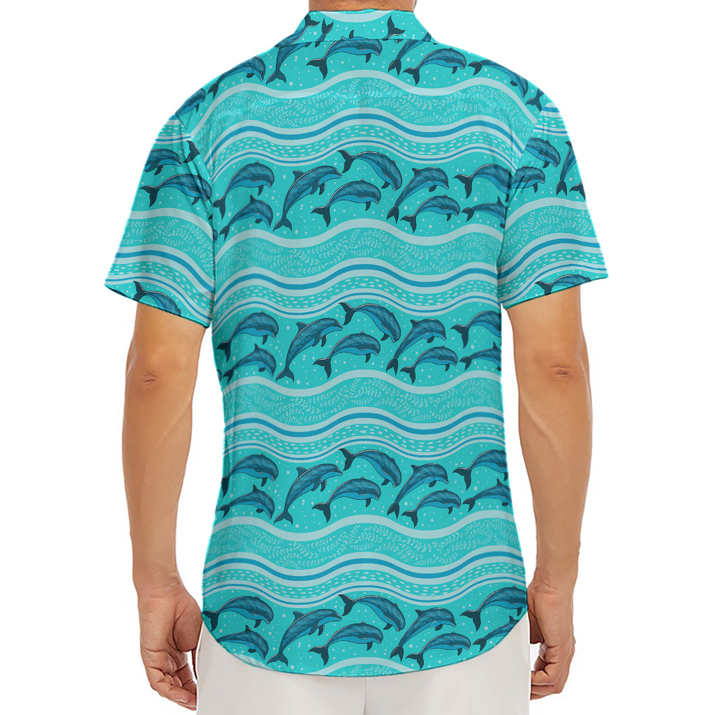 Boho Dolphin Pattern Print Men's Deep V-Neck Shirt