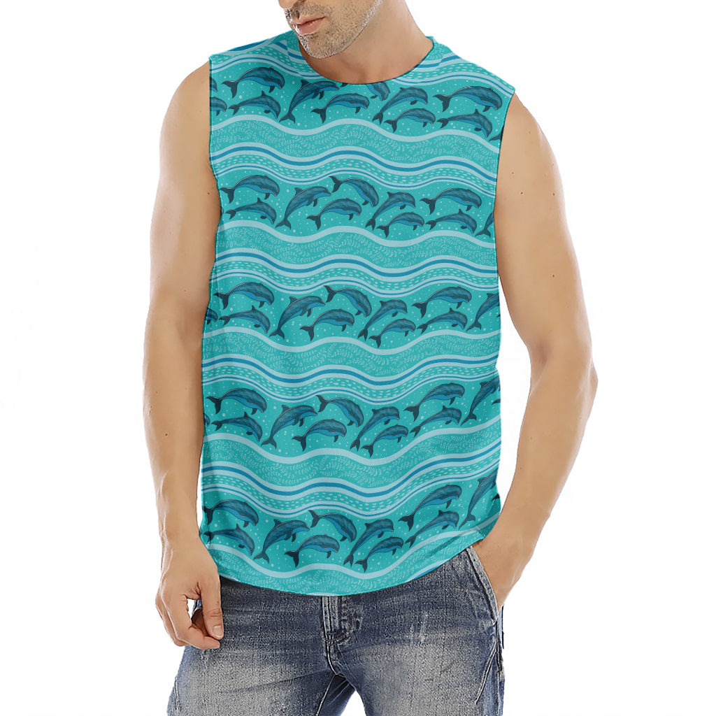 Boho Dolphin Pattern Print Men's Fitness Tank Top