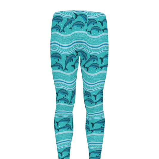 Boho Dolphin Pattern Print Men's leggings