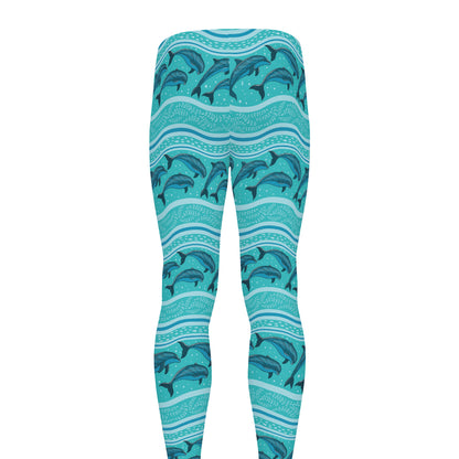 Boho Dolphin Pattern Print Men's leggings