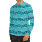 Boho Dolphin Pattern Print Men's Long Sleeve Rash Guard