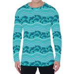 Boho Dolphin Pattern Print Men's Long Sleeve T-Shirt