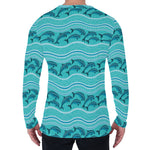 Boho Dolphin Pattern Print Men's Long Sleeve T-Shirt