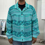 Boho Dolphin Pattern Print Men's Shirt Jacket