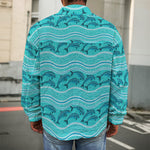 Boho Dolphin Pattern Print Men's Shirt Jacket
