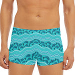 Boho Dolphin Pattern Print Men's Short Boxer Briefs