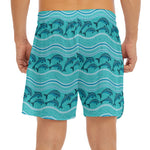 Boho Dolphin Pattern Print Men's Split Running Shorts