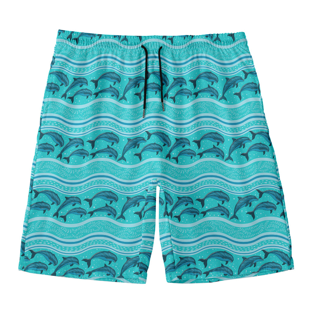 Boho Dolphin Pattern Print Men's Swim Trunks
