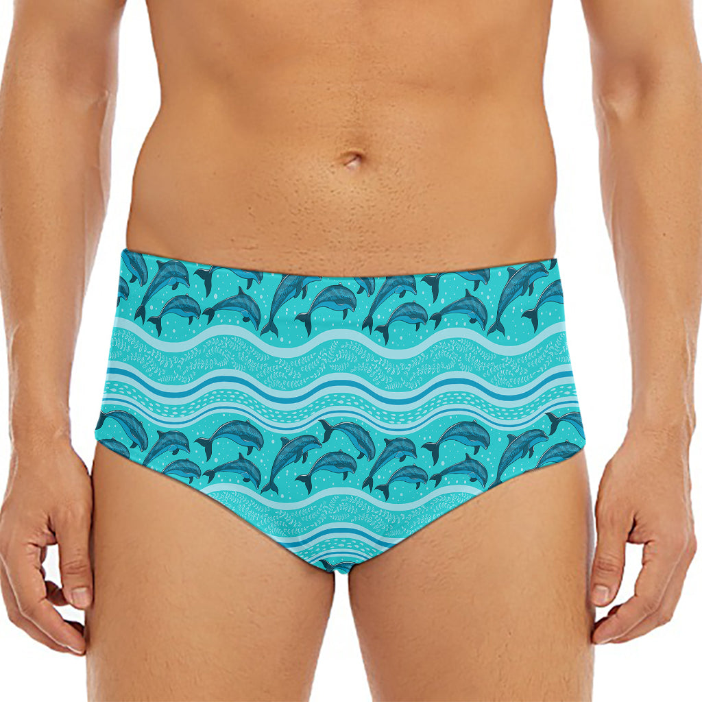 Boho Dolphin Pattern Print Men's Triangle Swim Briefs