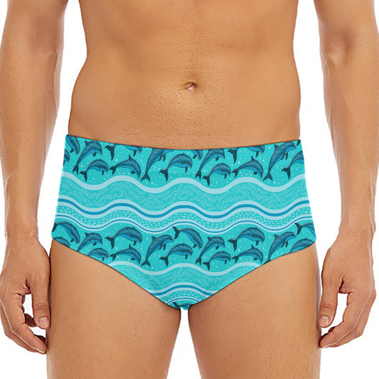 Boho Dolphin Pattern Print Men's Triangle Swim Briefs