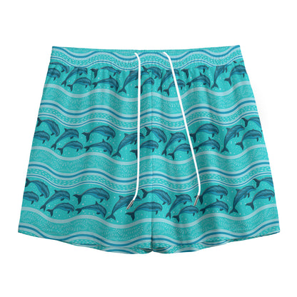 Boho Dolphin Pattern Print Mesh Shorts