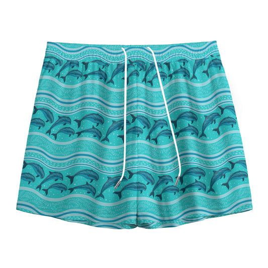 Boho Dolphin Pattern Print Mesh Shorts