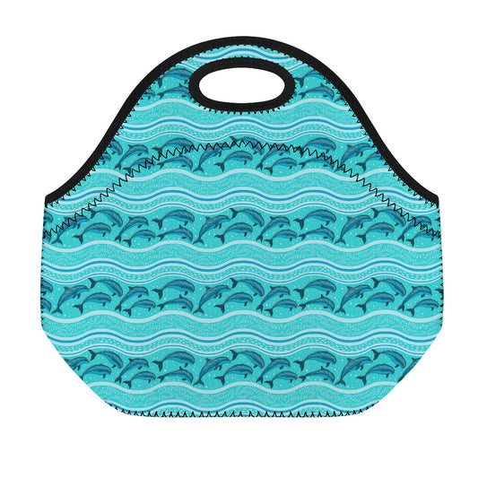 Boho Dolphin Pattern Print Neoprene Lunch Bag