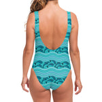 Boho Dolphin Pattern Print One Piece Swimsuit