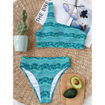 Boho Dolphin Pattern Print One Shoulder Bikini Top