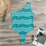 Boho Dolphin Pattern Print One Shoulder Bodysuit