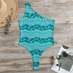 Boho Dolphin Pattern Print One Shoulder Bodysuit