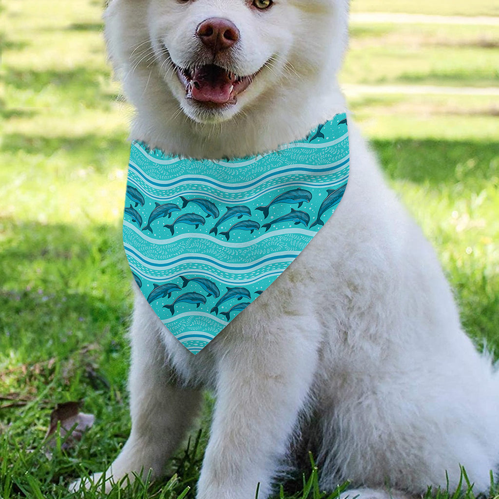 Boho Dolphin Pattern Print Over The Collar Dog Bandana