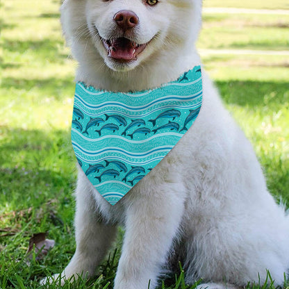 Boho Dolphin Pattern Print Over The Collar Dog Bandana
