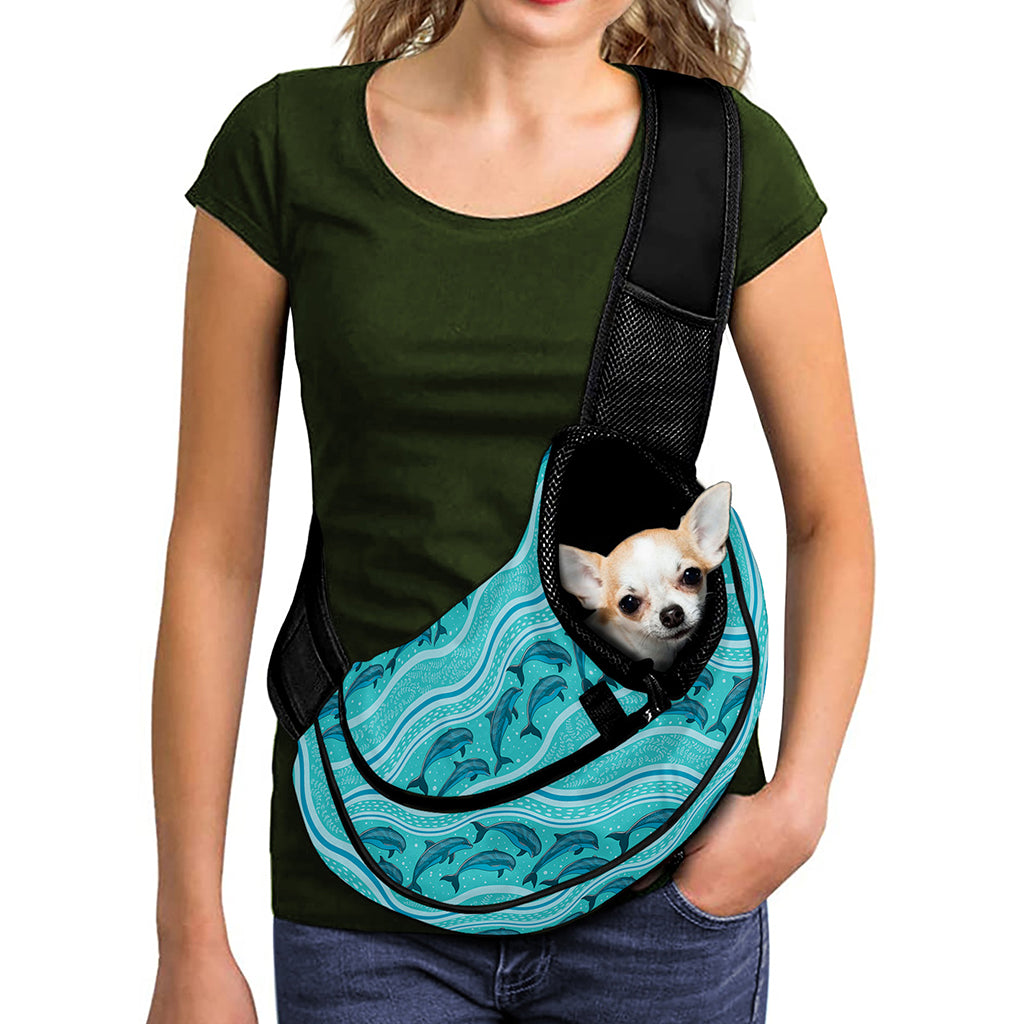 Boho Dolphin Pattern Print Pet Sling Carrier