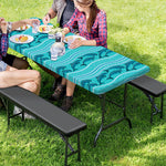 Boho Dolphin Pattern Print Picnic Table Cover