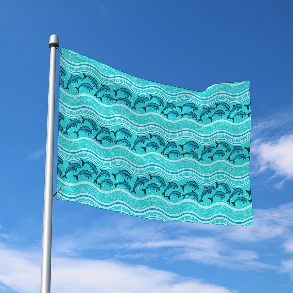 Boho Dolphin Pattern Print Polyester Flag