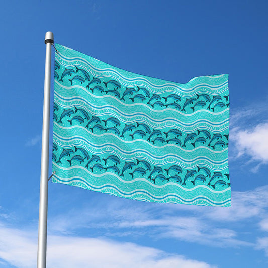 Boho Dolphin Pattern Print Polyester Flag